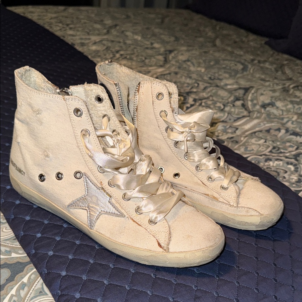 Golden Goose Beige High-Top Sneakers